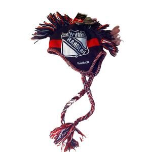 New York Rangers NY Boys Face off Reebok Hat Cap NHL Fleece Tassle New with Tags